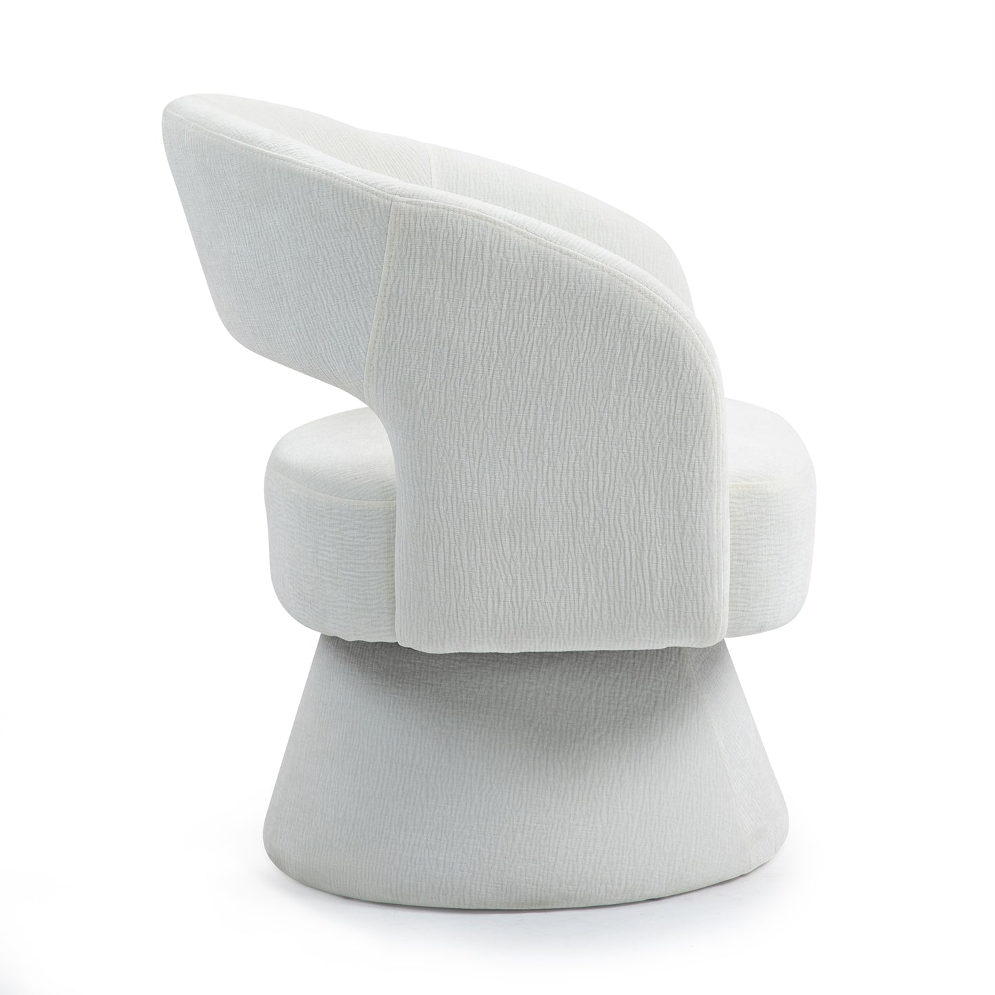 Belenus White Corduroy Fabric Swivel Accent Chair