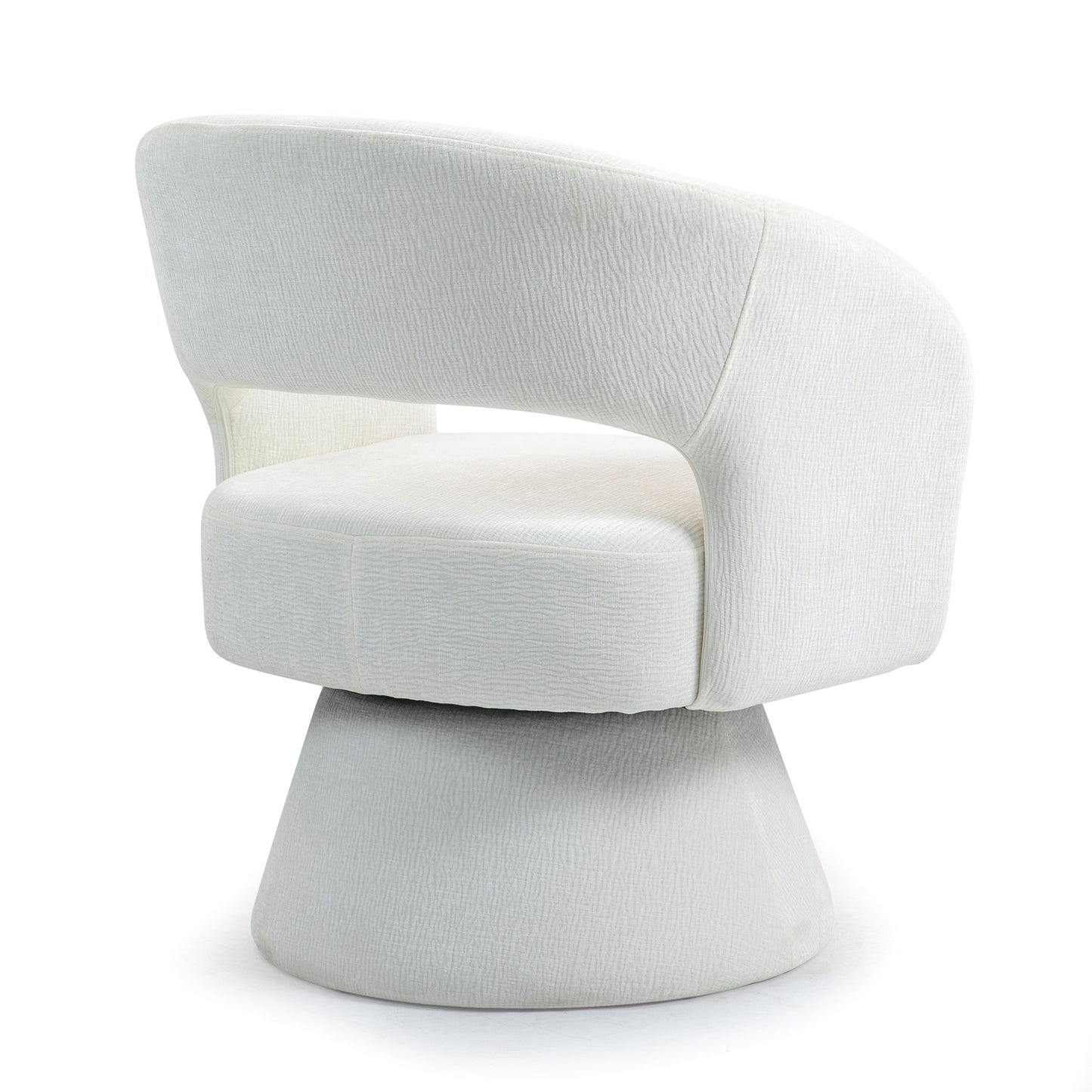 Belenus White Corduroy Fabric Swivel Accent Chair