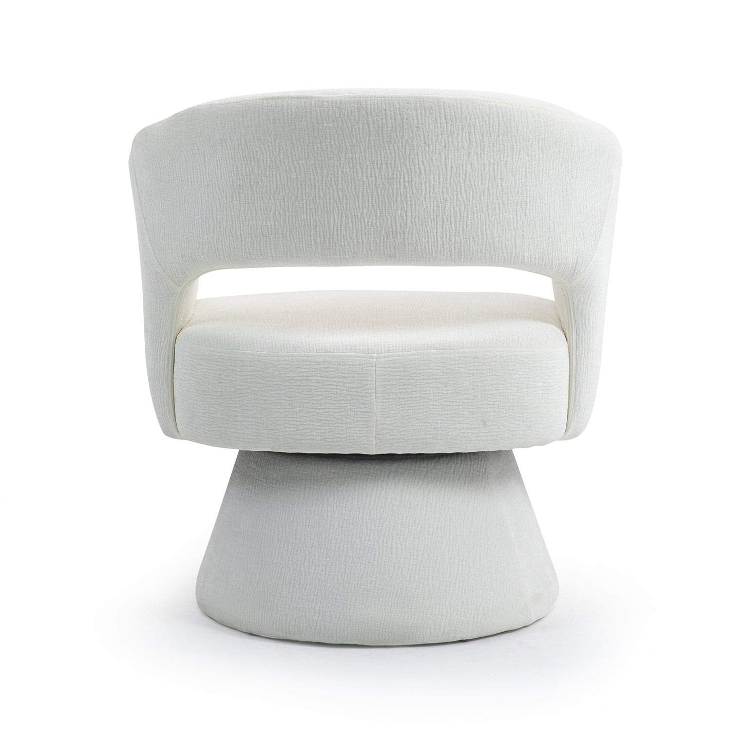 Belenus White Corduroy Fabric Swivel Accent Chair