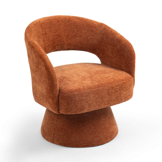 Belenus Orange Corduroy Fabric Swivel Accent Chair