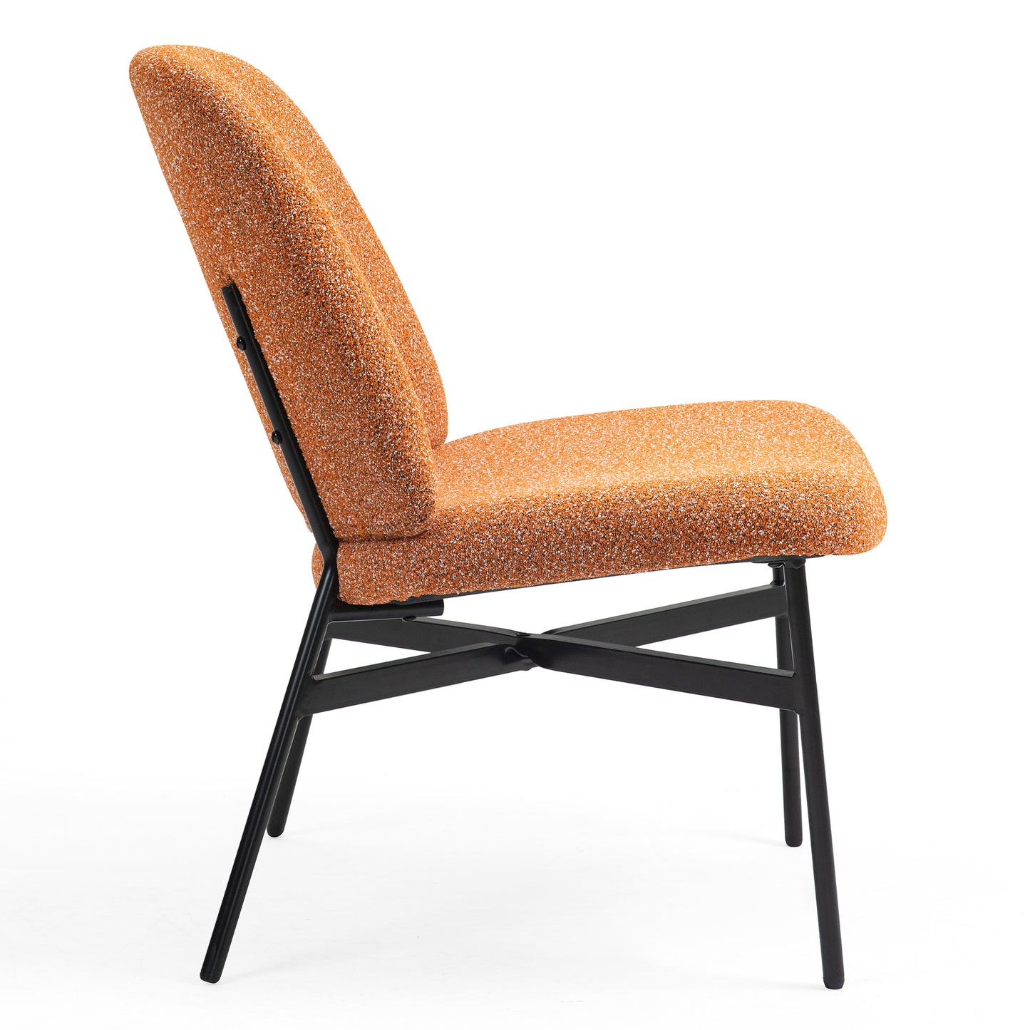 Belhonor Orange Fabric Accent Chair with Black Metal Legs