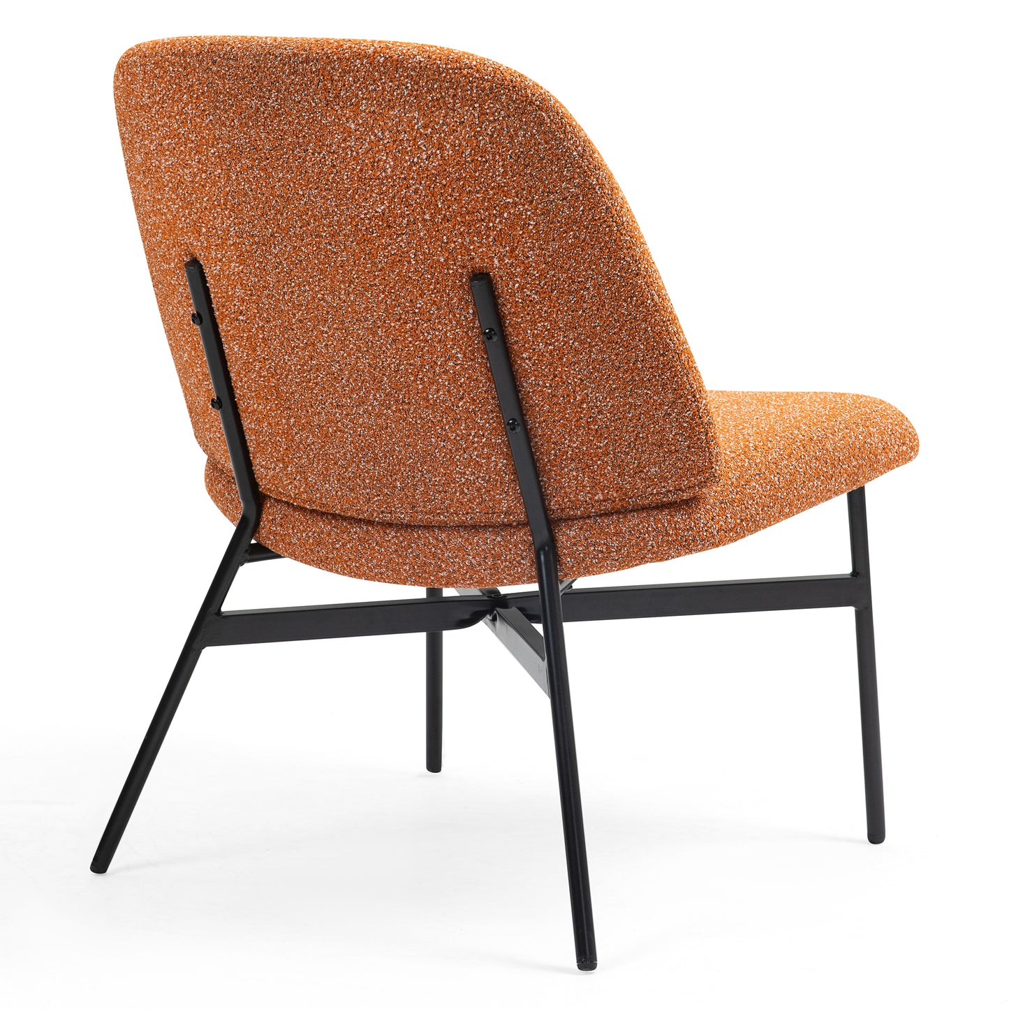 Belhonor Orange Fabric Accent Chair with Black Metal Legs