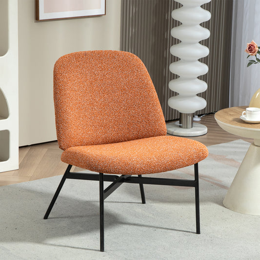 Belhonor Orange Fabric Accent Chair with Black Metal Legs
