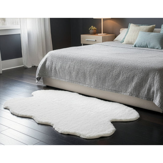 Faux Sheepskin Fur Area Rug Runner Animal-hide Shape White 5x3
