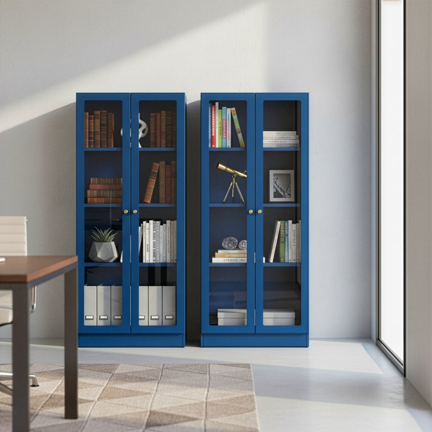 Avice 59-inch Blue French Door Metal Cabinet