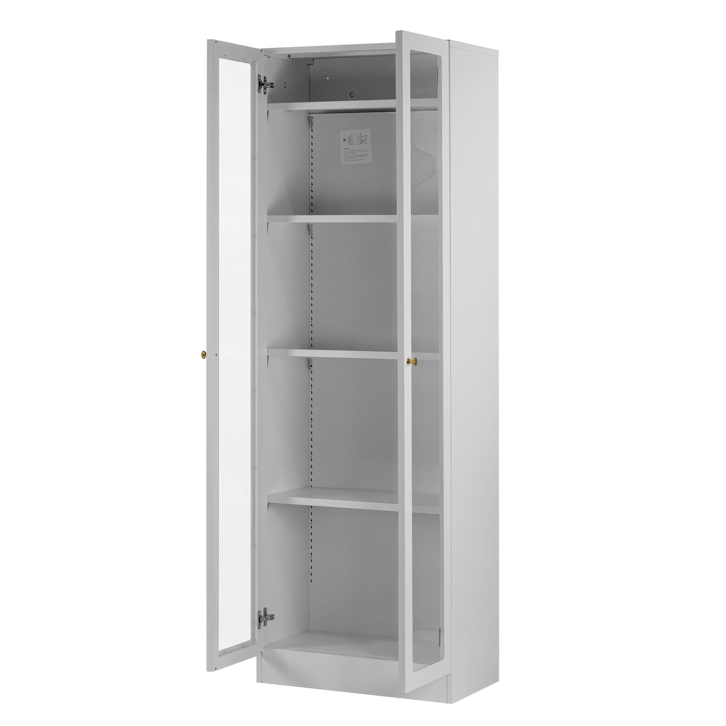 Avidan 70-inch White French Door Metal Cabinet
