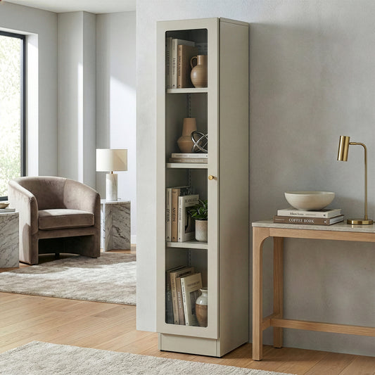 Avila 59-Inch Gray Metal Cabinet with Clear Door
