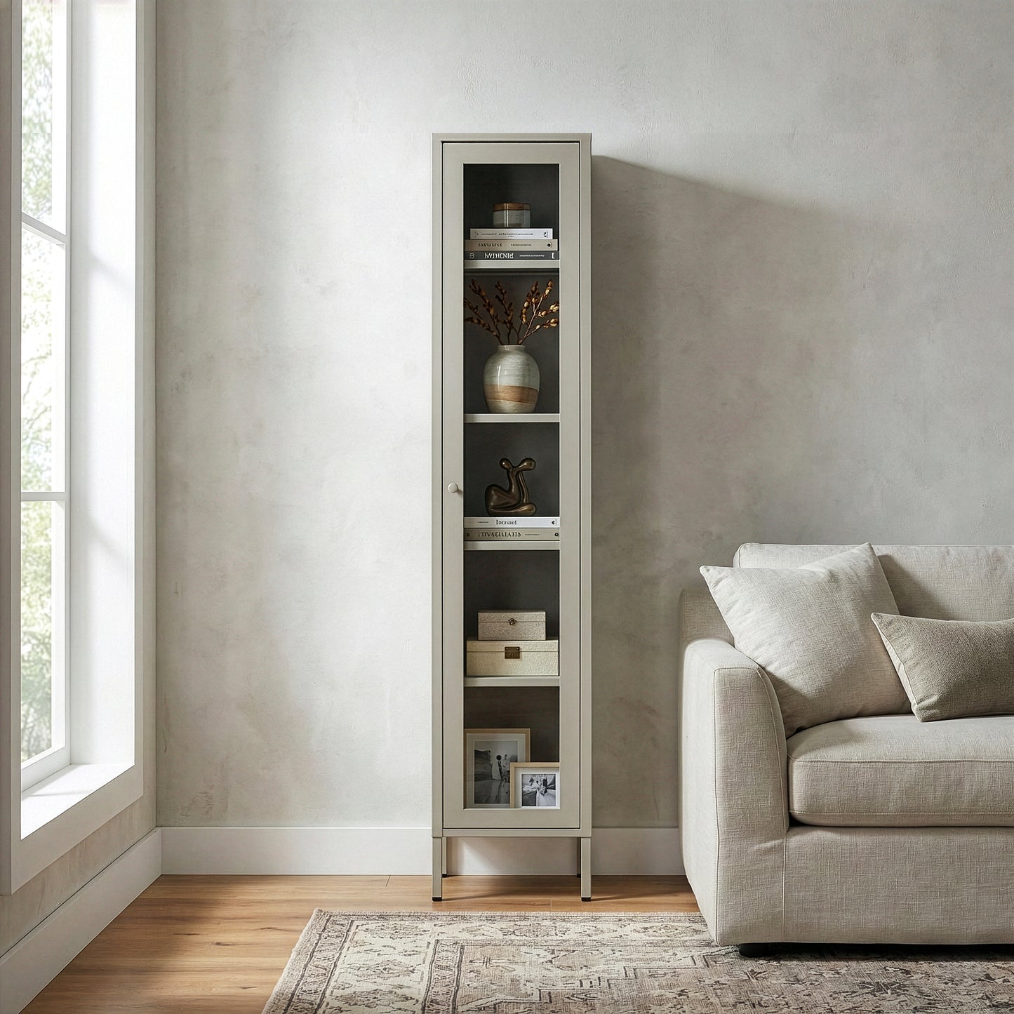 Avis 71-inch Gray Metal Cabinet with Clear Door