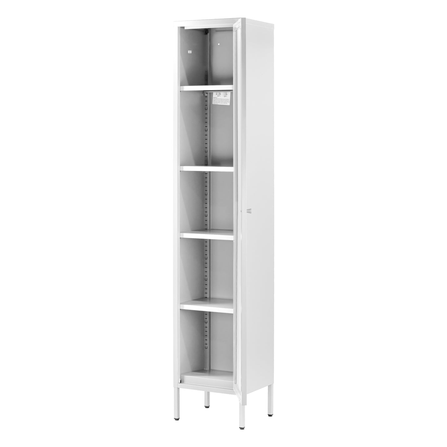 Avis 71-inch White Metal Cabinet with Clear Door