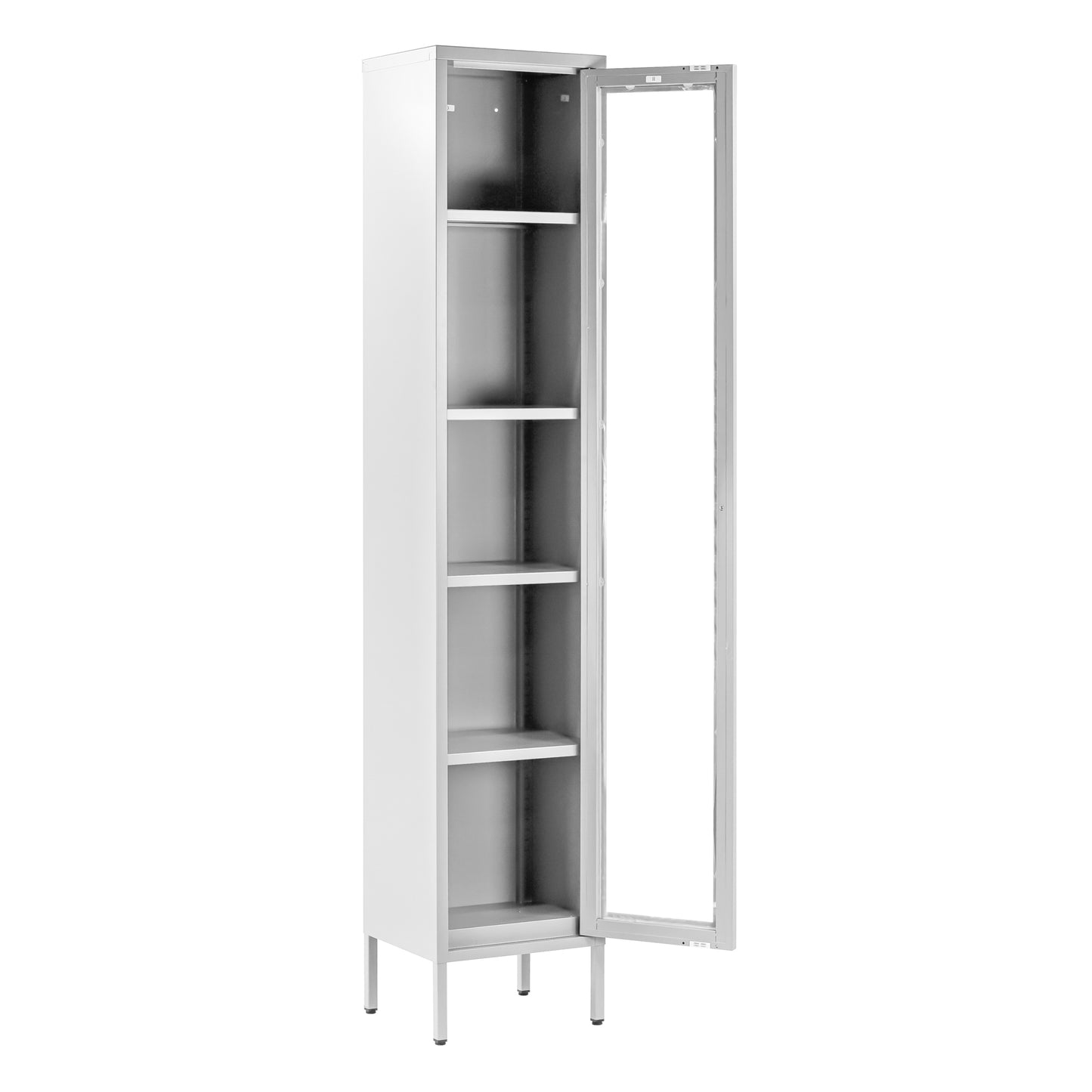 Avis 71-inch White Metal Cabinet with Clear Door