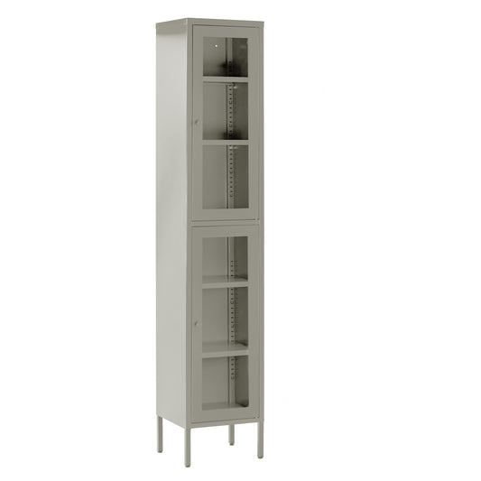 Avish 71-inch Gray Two Clear Door Metal Cabinet