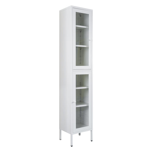 Avish 71-inch White Two Clear Door Metal Cabinet
