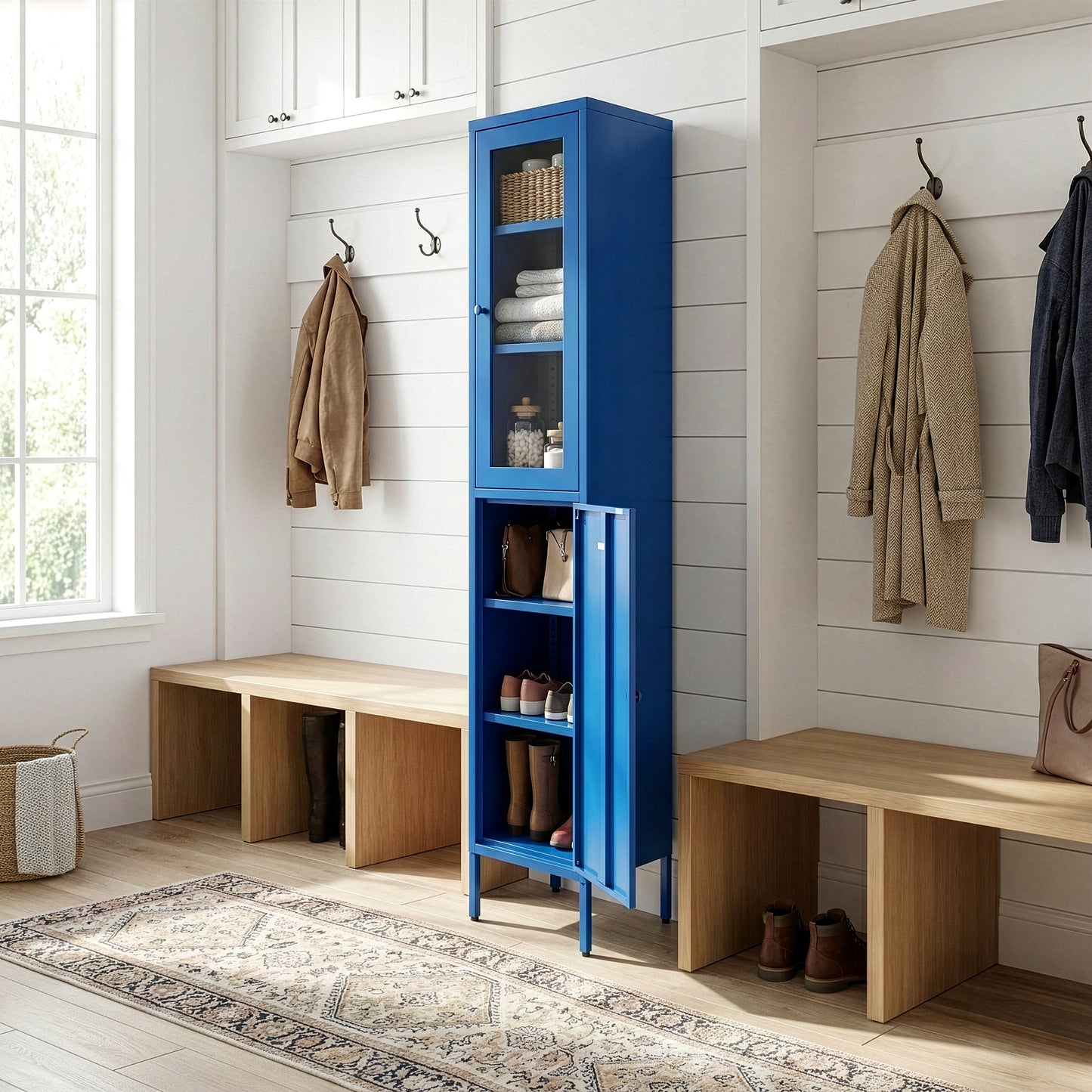 Aviva 71-inch Blue Two Door Metal Cabinet
