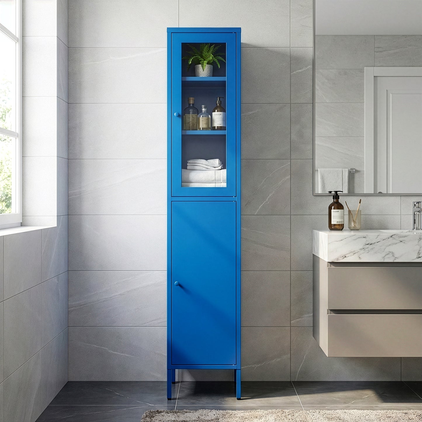 Aviva 71-inch Blue Two Door Metal Cabinet
