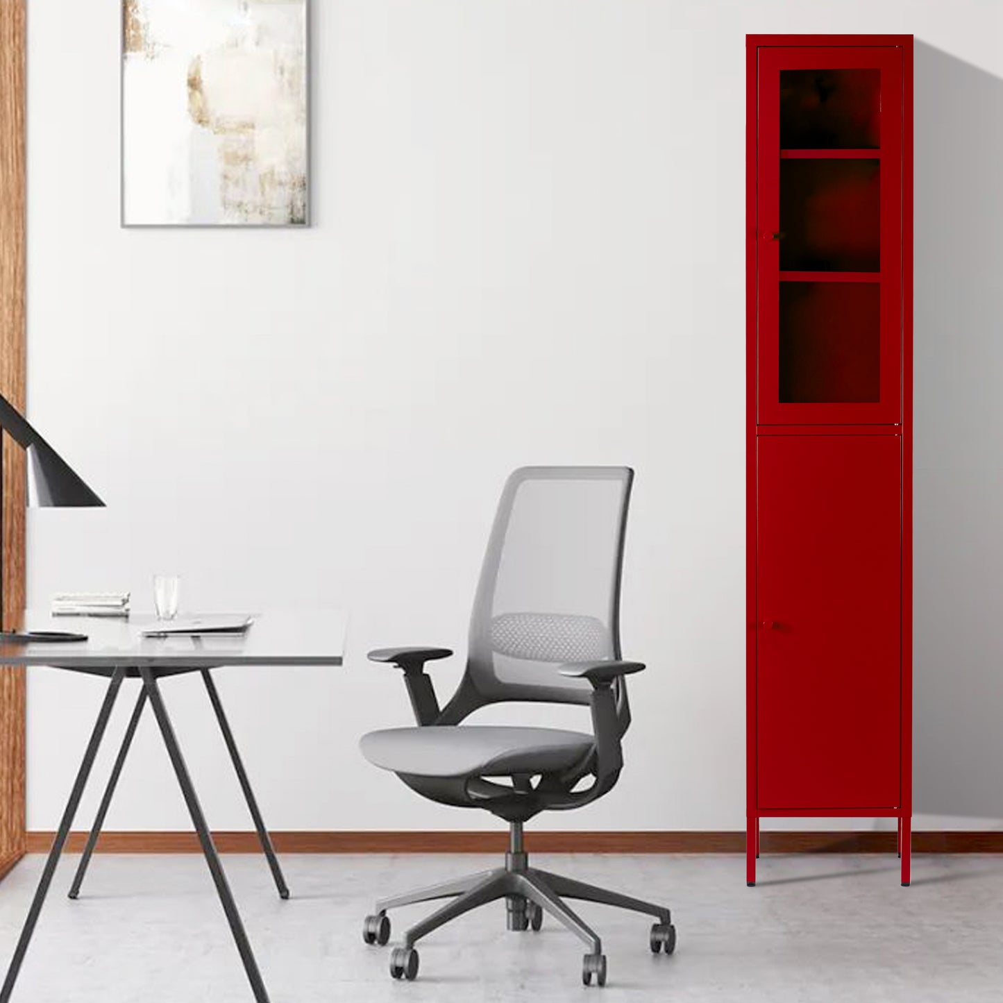 Aviva 71-inch Red Two Door Metal Cabinet