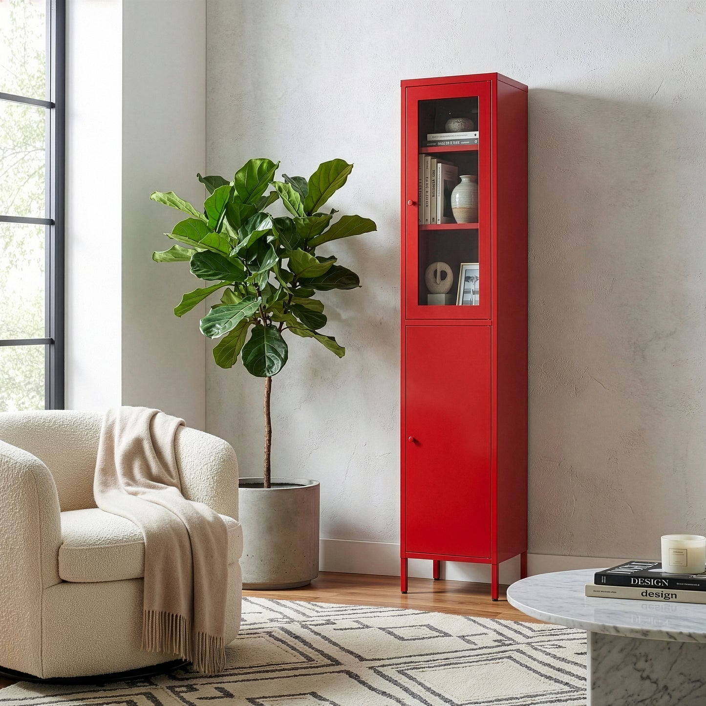 Aviva 71-inch Red Two Door Metal Cabinet
