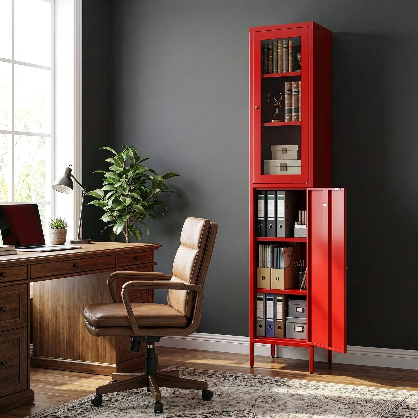 Aviva 71-inch Red Two Door Metal Cabinet