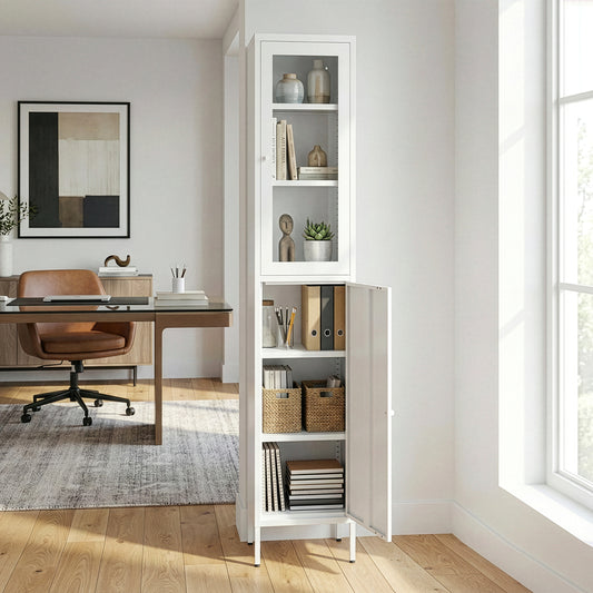 Aviva 71-inch White Two Door Metal Cabinet