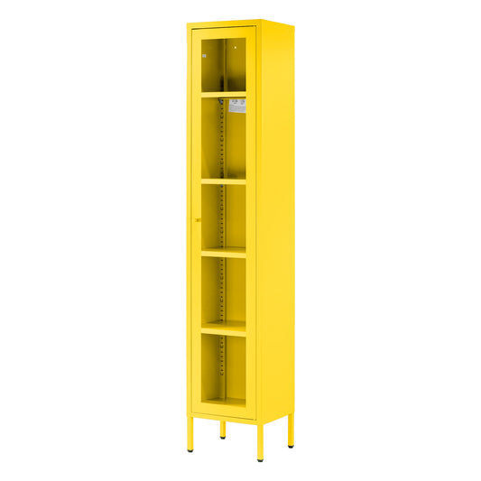 Avis 71-inch Yellow Metal Cabinet with Clear Door