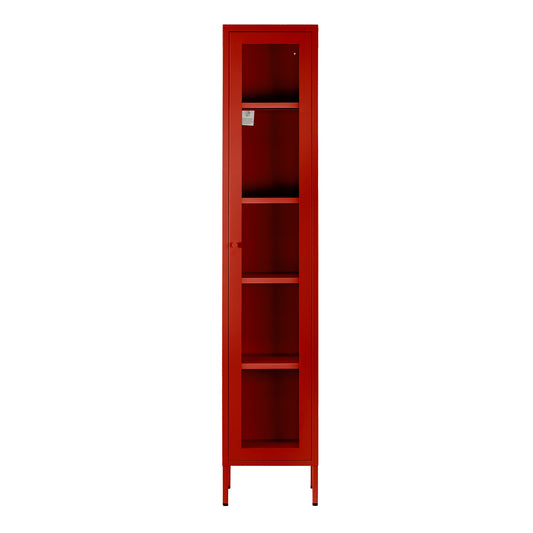 Avis 71-inch Red Metal Cabinet with Clear Door