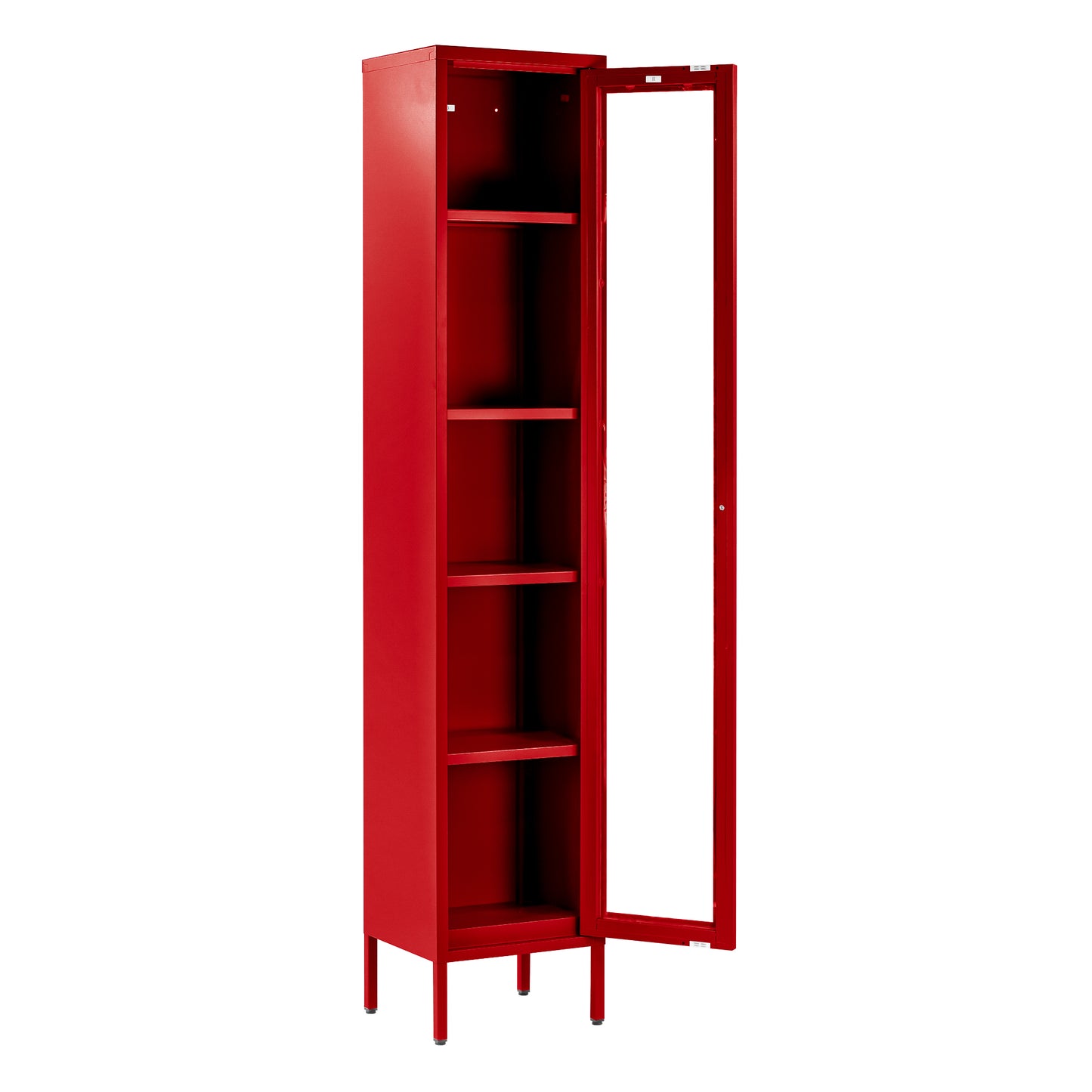 Avis 71-inch Red Metal Cabinet with Clear Door