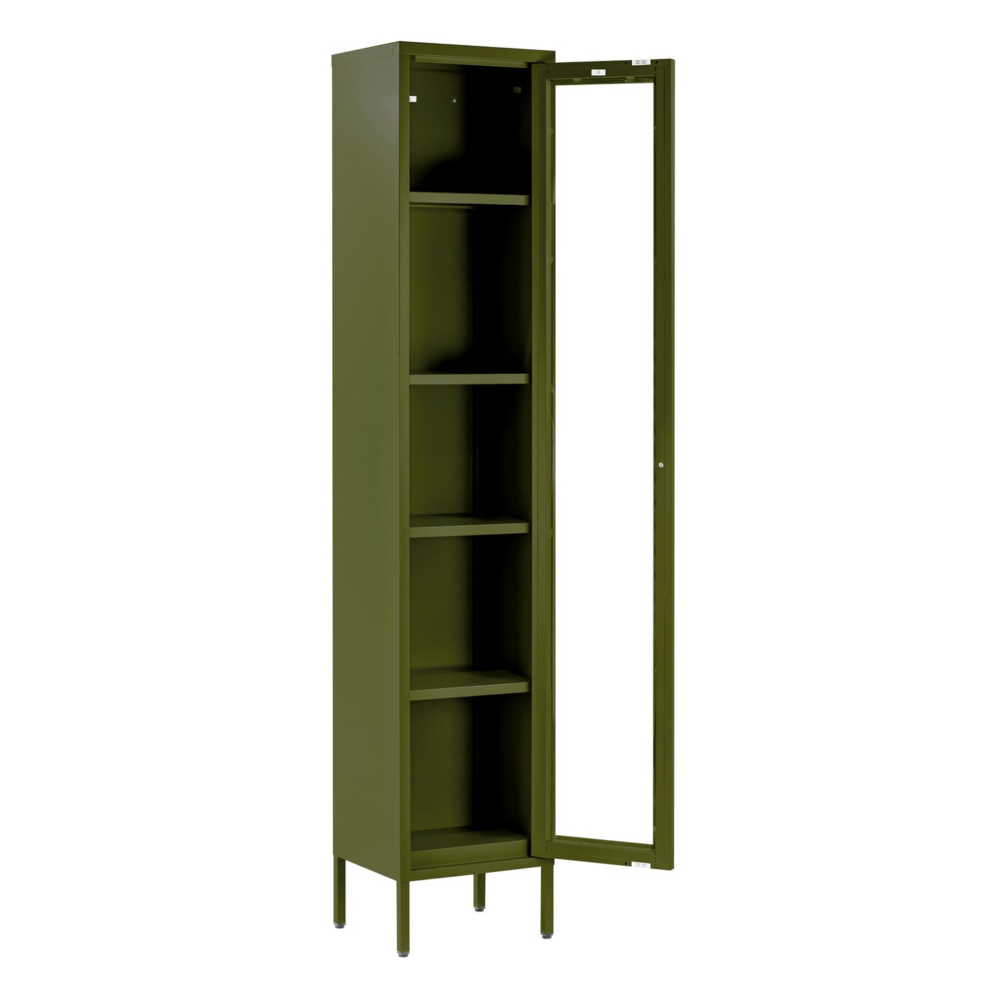 Avis 71-inch Dark Green Metal Cabinet with Clear Door