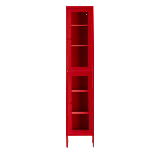 Avish 71-inch Red Two Clear Door Metal Cabinet