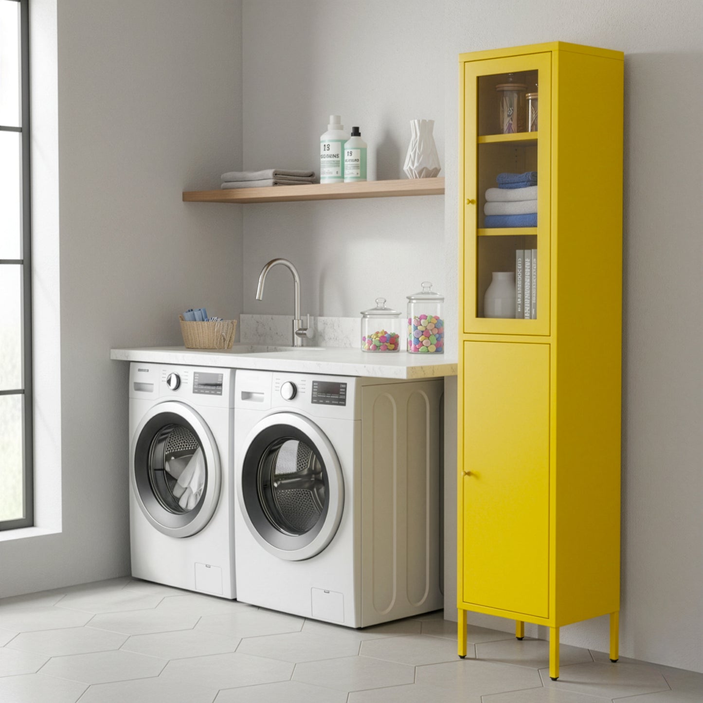 Aviva 71-inch Yellow Two Door Metal Cabinet