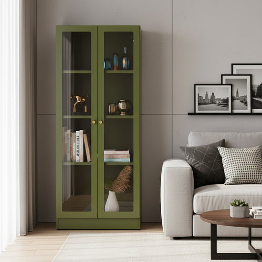 Avice 59-inch Dark Green French Door Metal Cabinet