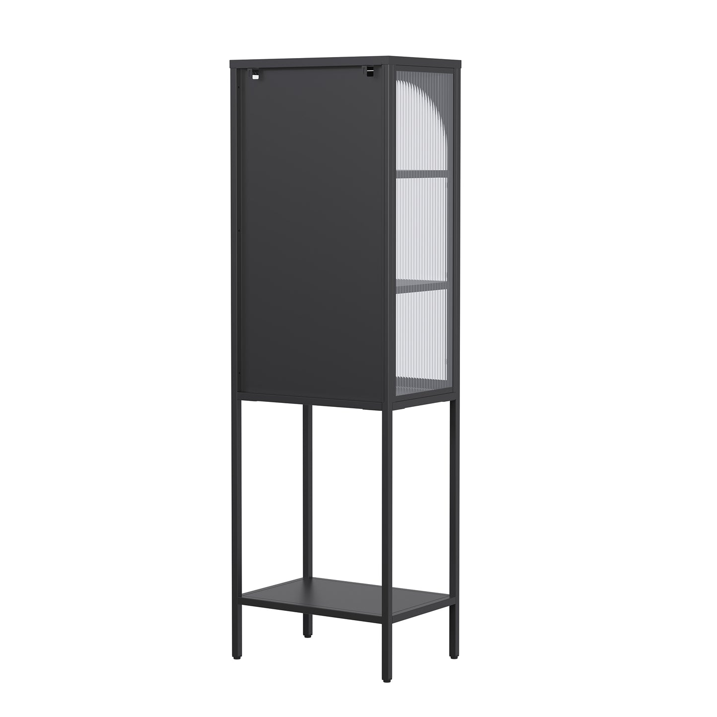 Benoît 62.99-inch Black One Door Storage Cabinet with Fluted Clear Door
