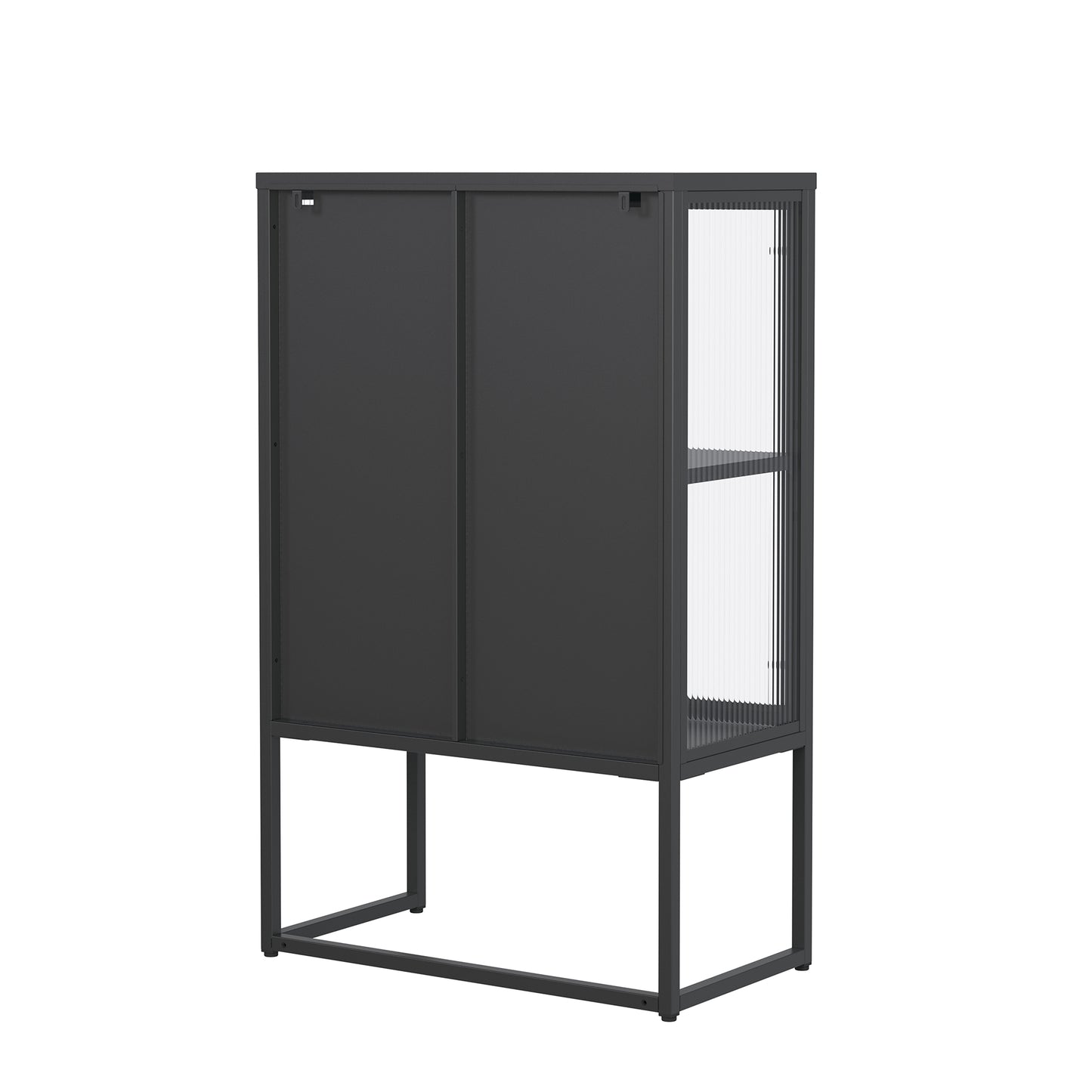 Benvolio 41.34-inch Black Two Door Storage Cabinet with Fluted Clear Doors