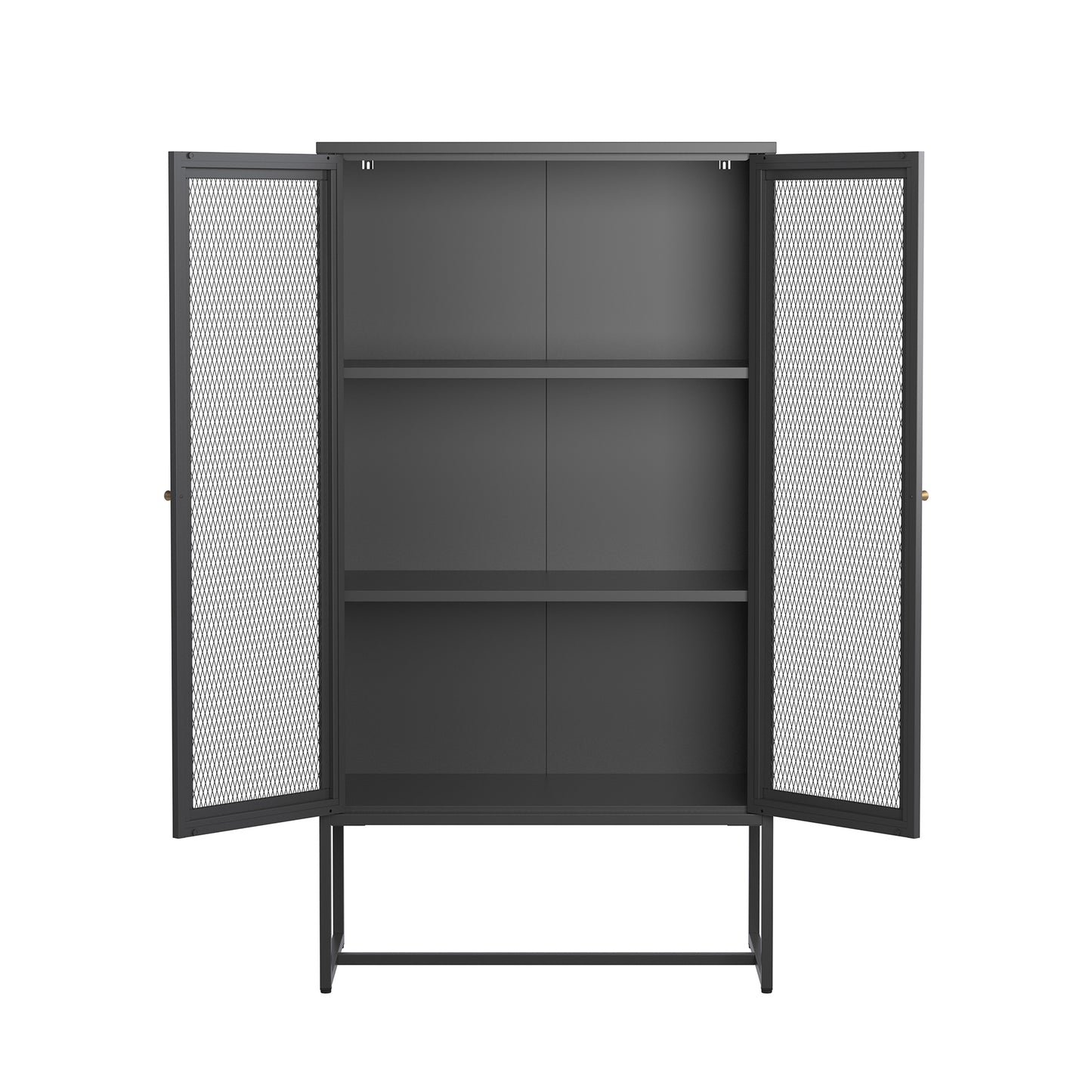 Bentley 59.11-inch Black Two Door Storage Cabinet with Mesh Doors