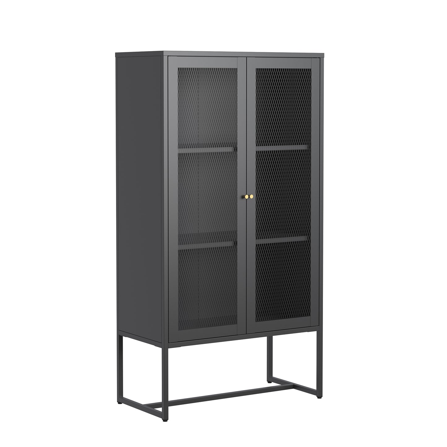 Bentley 59.11-inch Black Two Door Storage Cabinet with Mesh Doors