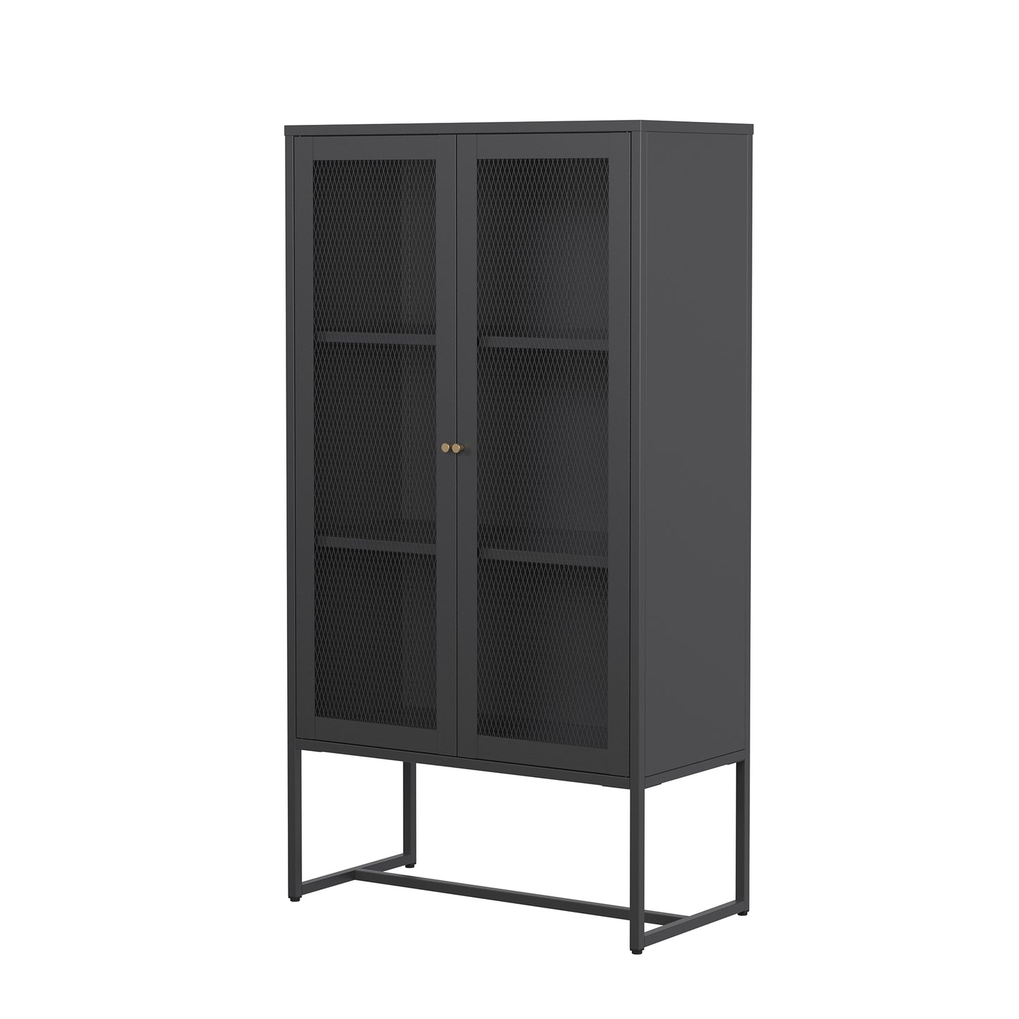 Bentley 59.11-inch Black Two Door Storage Cabinet with Mesh Doors