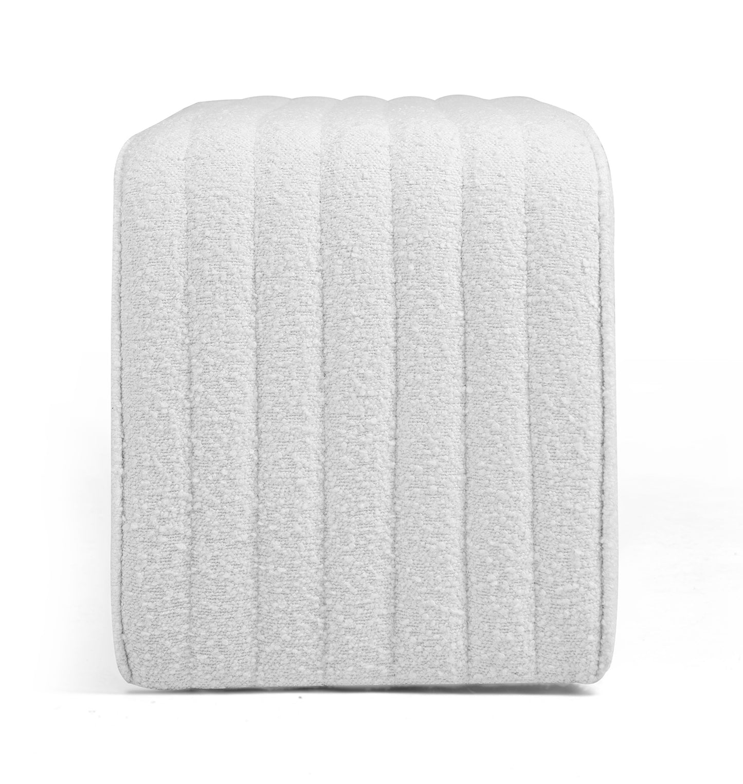 Benicia White Boucle Upholstered Fabric Tufted Bench