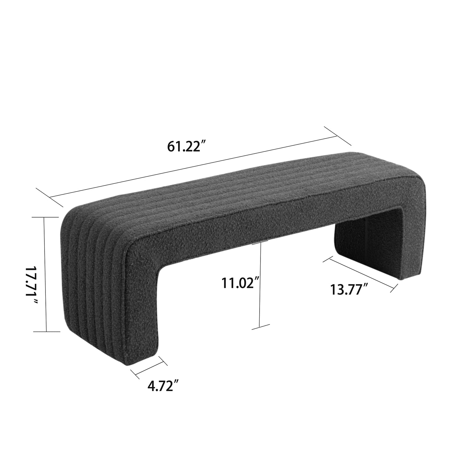 Benicia Gray Boucle Upholstered Fabric Tufted Bench