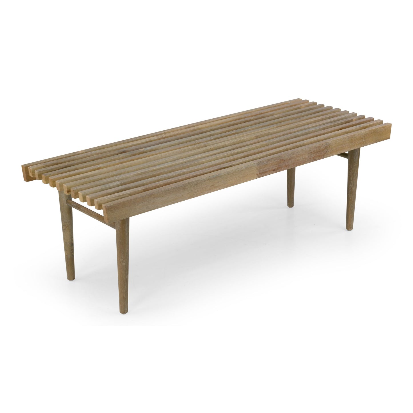 Baird Slatted Washed Wooden Bench