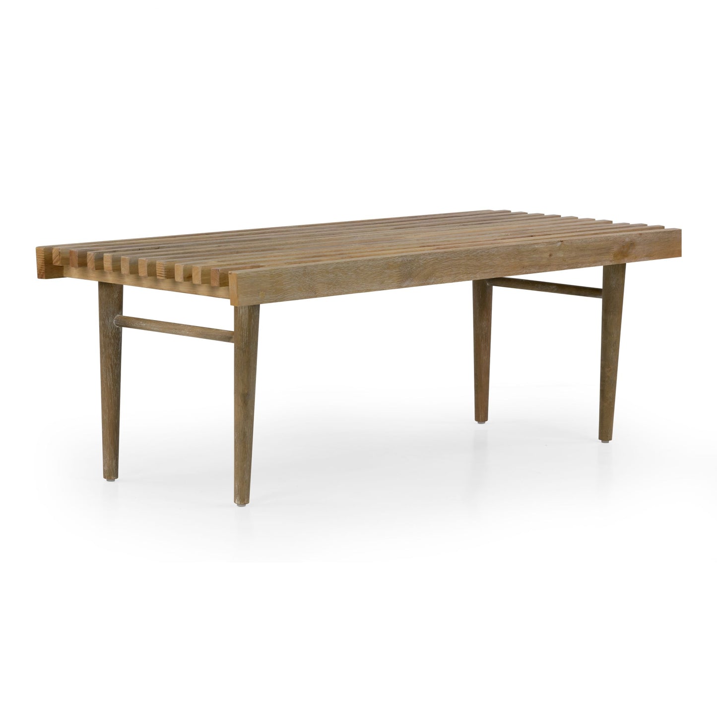 Baird Slatted Washed Wooden Bench