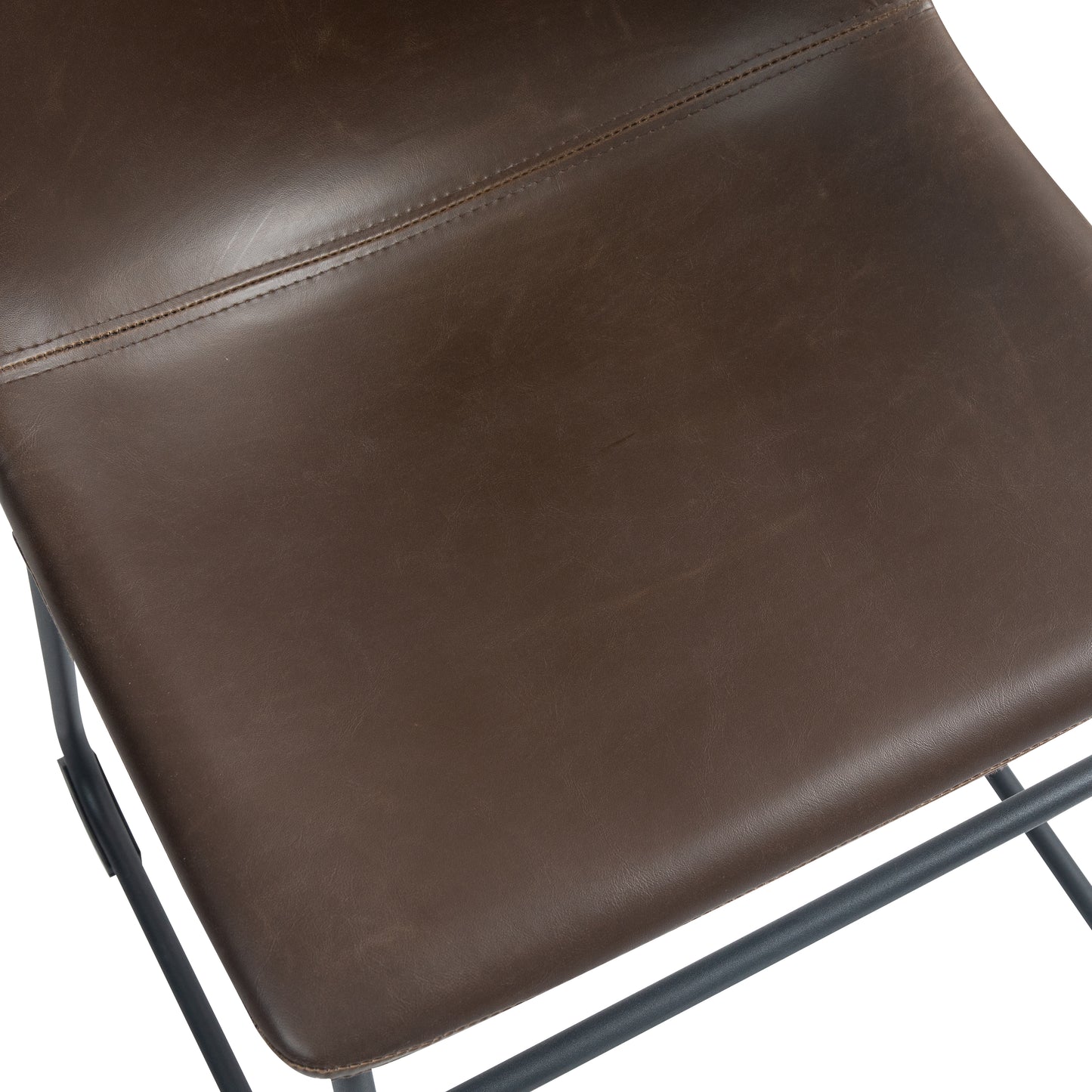 Set of 2 Adan Iron Frame Dark Brown Faux Leather Dining Chair