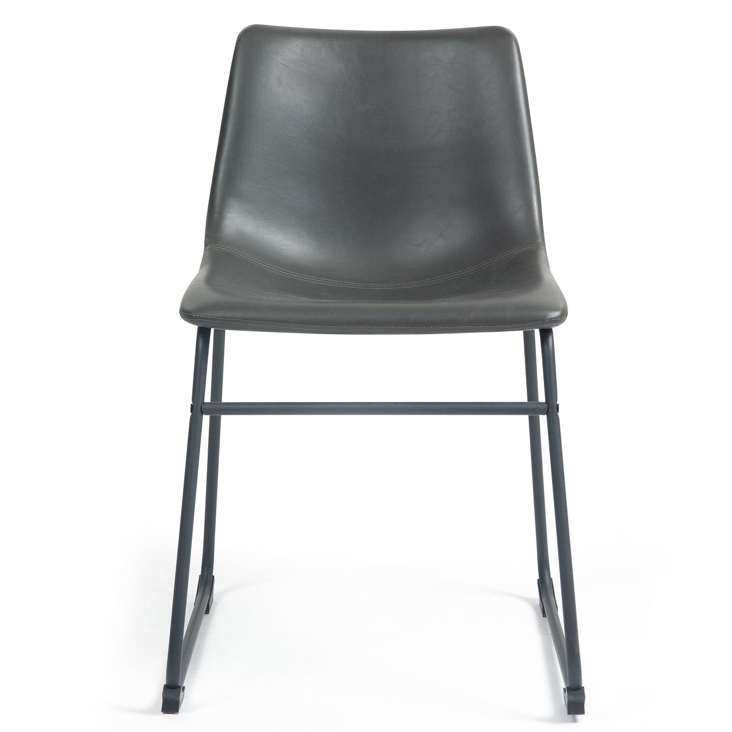 Set of 2 Adan Iron Frame Vintage Gray Faux Leather Dining Chair