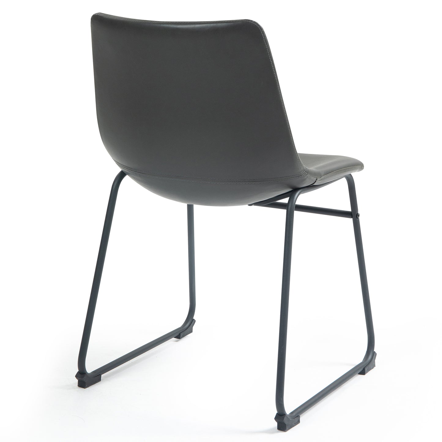 Set of 2 Adan Iron Frame Vintage Gray Faux Leather Dining Chair