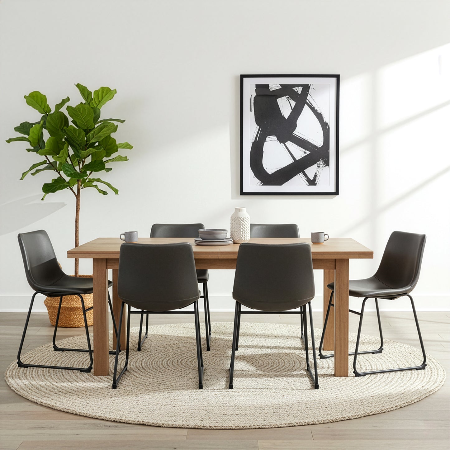 Set of 2 Adan Iron Frame Vintage Gray Faux Leather Dining Chair