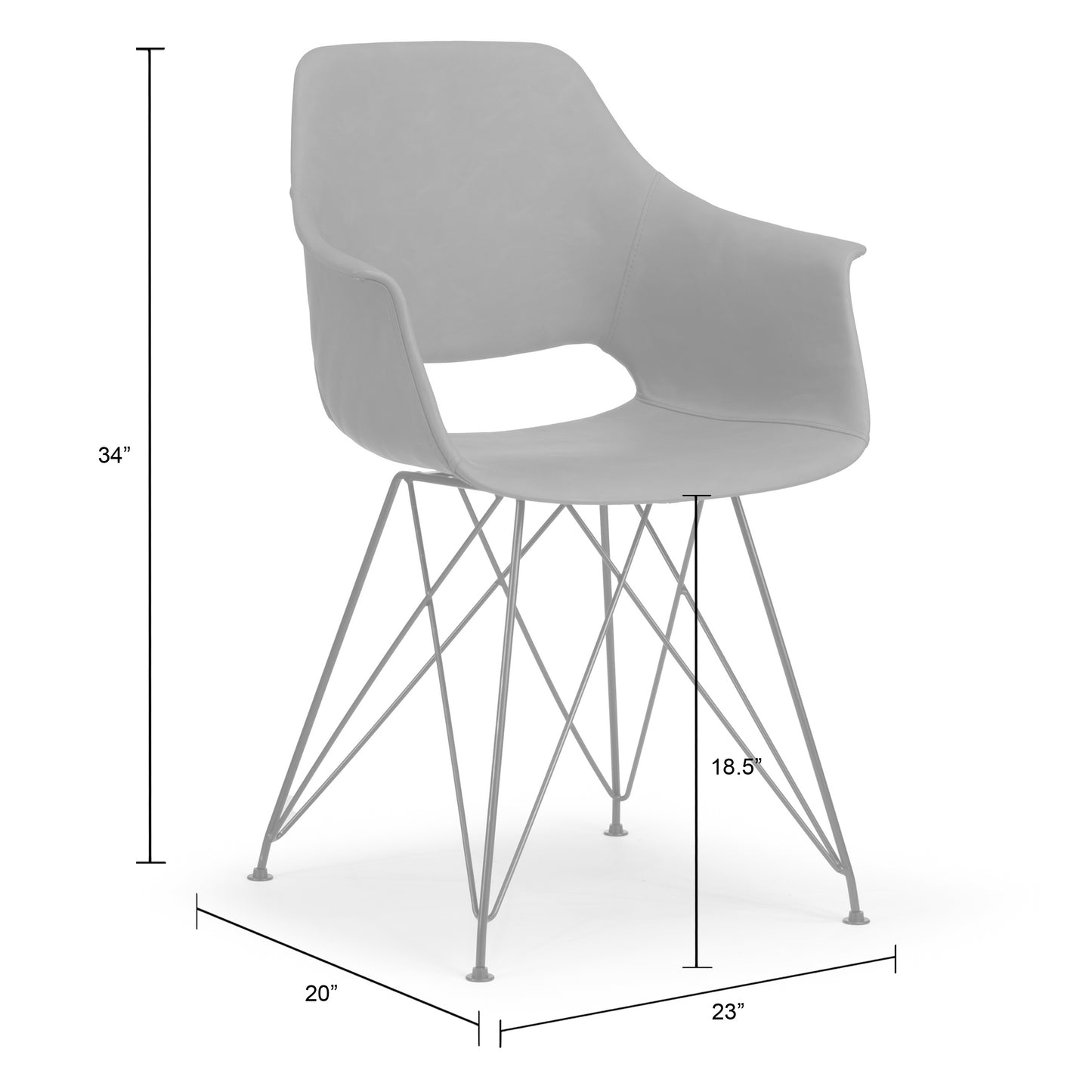 Set of 2 Alora Retro Modern Caramel Brown Arm Chair with Black Steel Legs