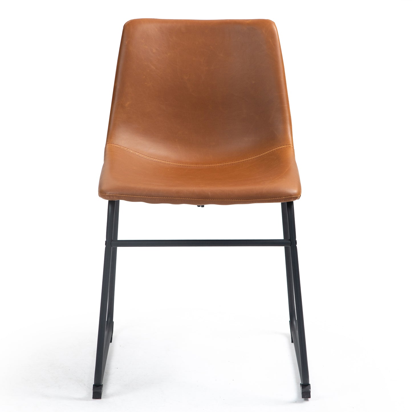 Set of 2 Adan Iron Frame Vintage Cappuccino Faux Leather Dining Chair