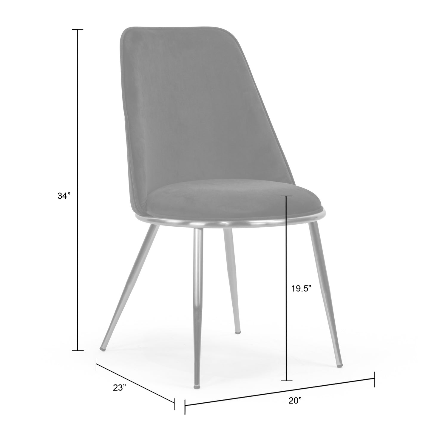 Set of 2 Anzu Green Velvet Dining Chair with Golden Metal Legs