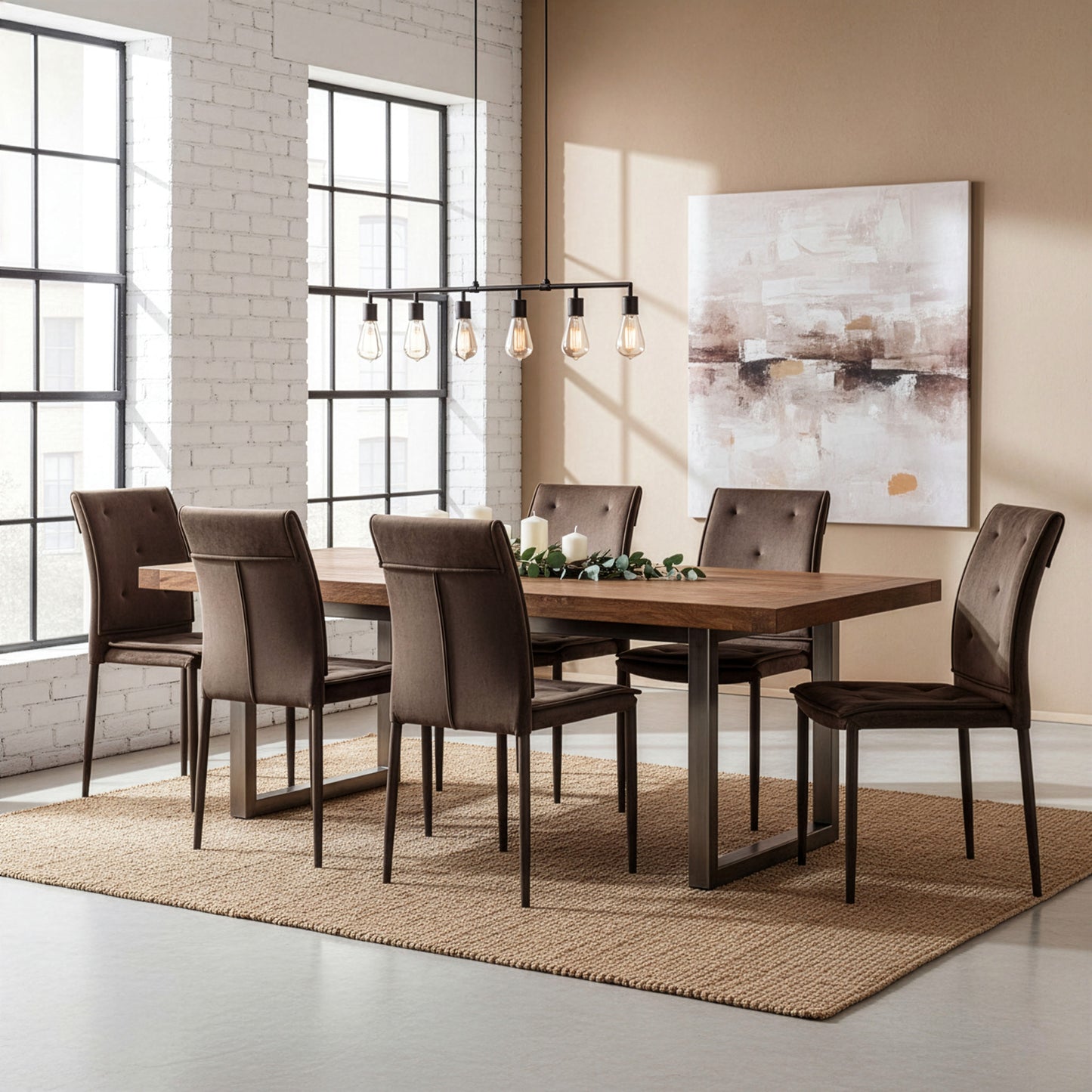 Set of 2 Areli Brown Velvet Dining Chair with Upholstered Legs