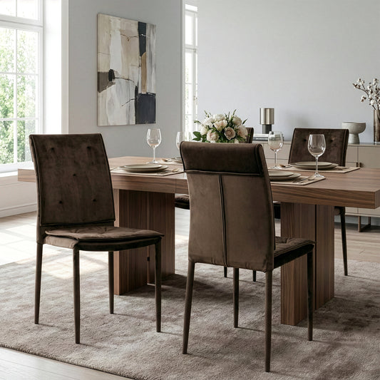 Set of 2 Areli Brown Velvet Dining Chair with Upholstered Legs