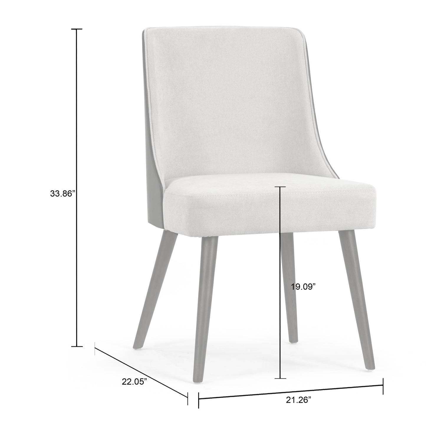 Set of 2 Esmy Fabric Chair with Black Bentwood Back and Solid Wood Legs