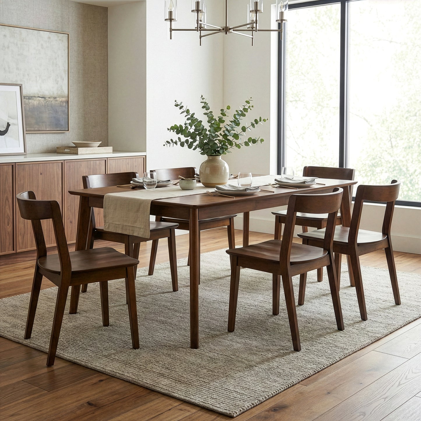 Set of 2 Astor Dark Brown Solid Wood Chair with Curved Back