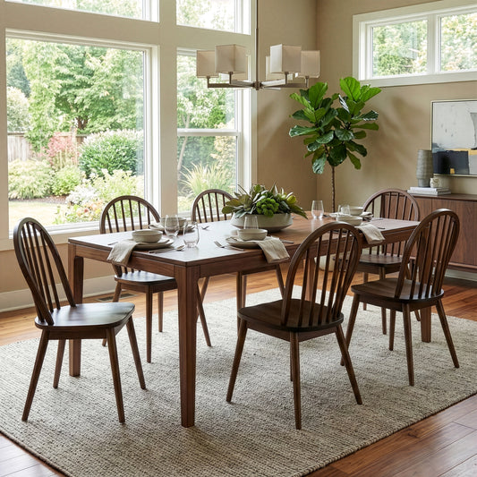Set of 2 Astra Dark Brown Solid Wood Chair with Windsor Back